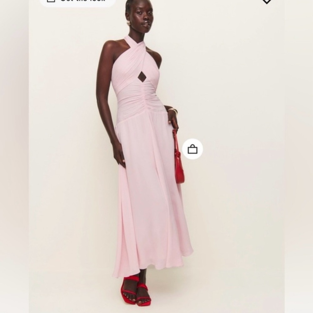 Reformation Light Pink Halter Midi Dress